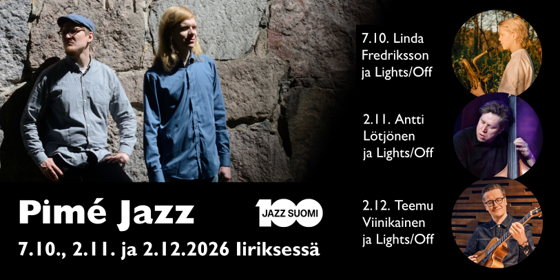 Pimé Jazzin esiintyjät kuvissa ja konserttien päivämäärät.